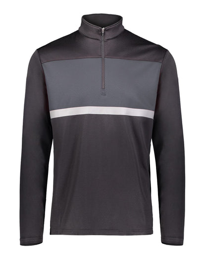 Holloway Men's Dry-Excel™ Prism Bold Quarter-Zip Pullover 222591 #color_Black/ Carbon