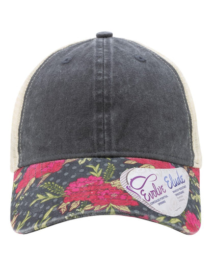 Infinity Her Women's Printed Bill with Mesh Back Cap JANET #color_Black/ Floral/ Khaki