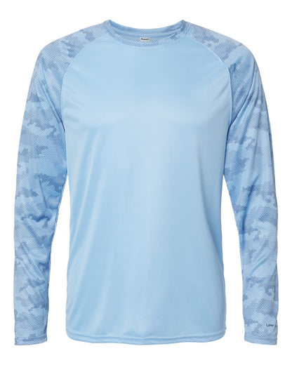 Paragon Unisex Cayman Performance Camo Colorblocked Long Sleeve T-Shirt 216 #color_Blue Mist
