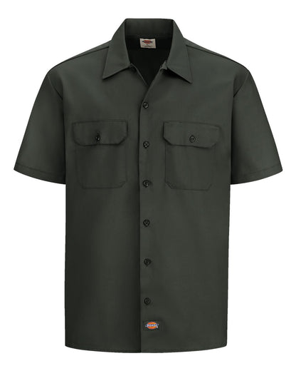 Dickies Short Sleeve Work Shirt - Tall Sizes 2574T #color_Olive Green