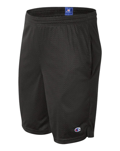 Champion Unisex Polyester Mesh 9" Shorts with Pockets S162 #color_Black