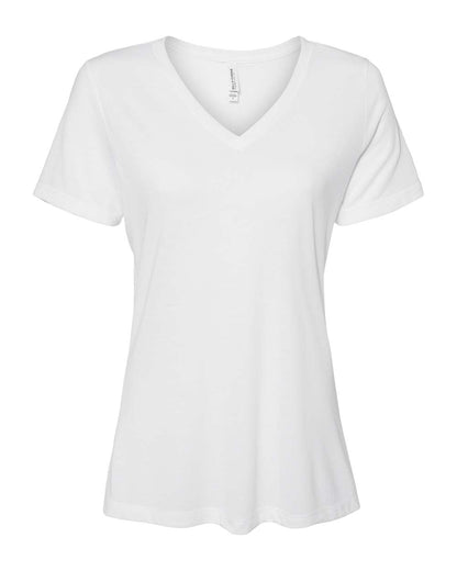 BELLA + CANVAS Women's Relaxed Triblend Short Sleeve V-Neck Tee 6415 #color_Solid White Triblend