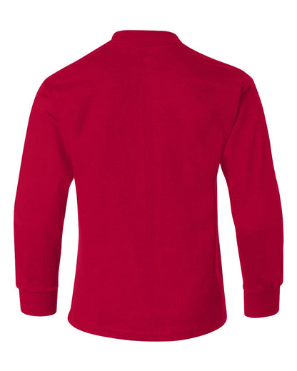 Hanes Youth Authentic Long Sleeve T-Shirt 5546 #color_Deep Red