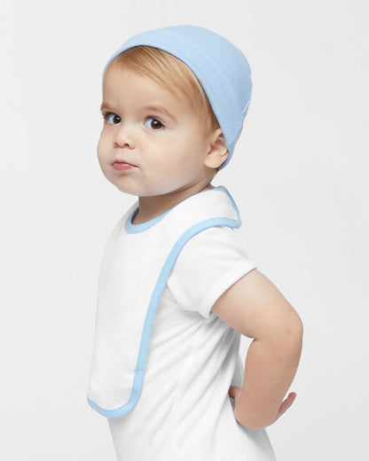 Rabbit Skins Infant Contrast Trim Premium Jersey Bib 1004 #colormdl_White/ Light Blue
