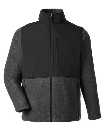 CORE365 Men's Journey Summit Hybrid Full-Zip CE890 #color_Heather Charcoal/ Black