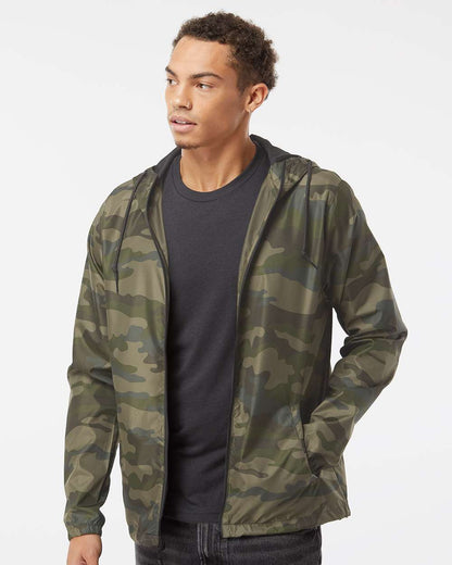 Independent Trading Co. Lightweight Windbreaker Full-Zip Jacket EXP54LWZ #colormdl_Forest Camo