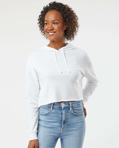 Independent Trading Co. Women’s Lightweight Crop Hooded Sweatshirt AFX64CRP #colormdl_White