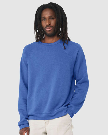 BELLA + CANVAS Sponge Fleece Raglan Crewneck Sweatshirt 3901 #colormdl_Heather True Royal