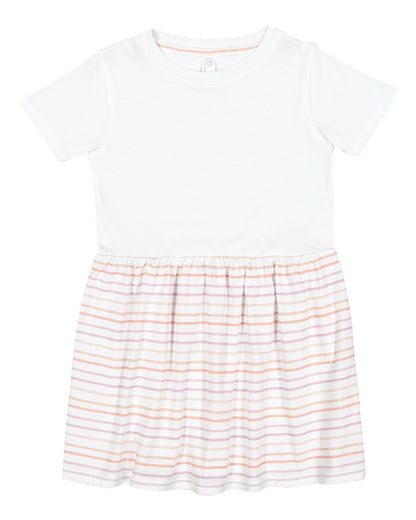 Rabbit Skins Toddler Fine Jersey Dress 5333 #color_White/ Lilac Stripe