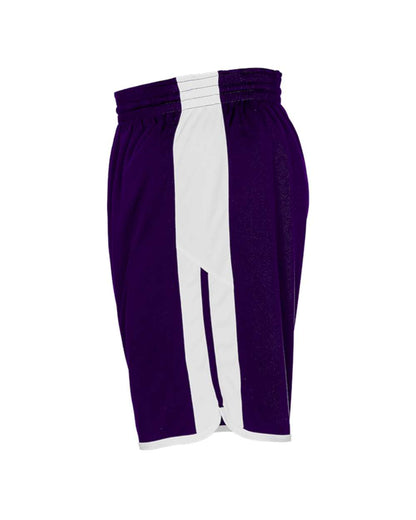 Alleson Athletic Youth Crossover Reversible Shorts 590PSPY #color_Purple/ White
