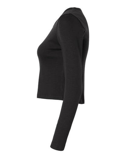 American Apparel Women's Baby Rib Long Sleeve Cropped Tee BR2107 #color_Black