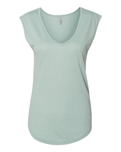Next Level Women's Festival Sleeveless Deep V-Neck T-Shirt 5040 #color_Stonewash Green