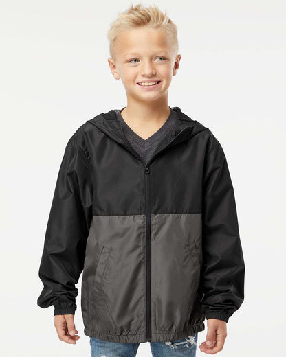 Independent Trading Co. Youth Lightweight Windbreaker Full-Zip Jacket EXP24YWZ #colormdl_Black/ Graphite