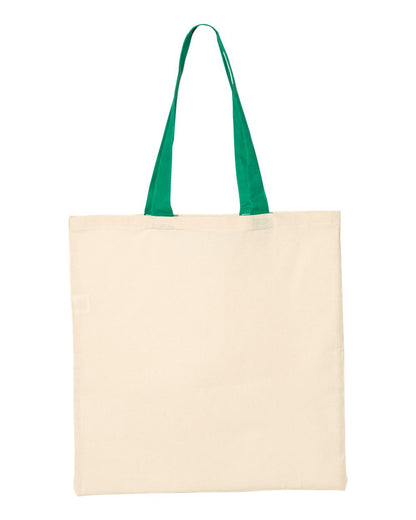 Q-Tees Economical Tote with Contrast-Color Handles QTB6000 #color_Natural/ Kelly