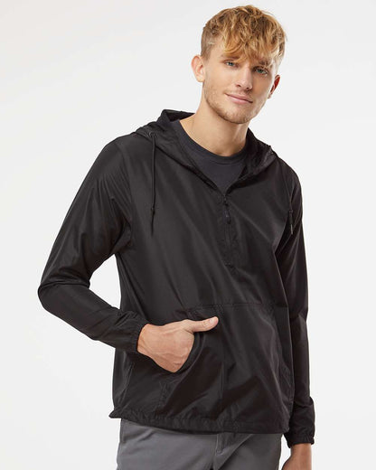 Independent Trading Co. Unisex Lightweight Quarter-Zip Windbreaker Pullover Jacket EXP54LWP #colormdl_Black