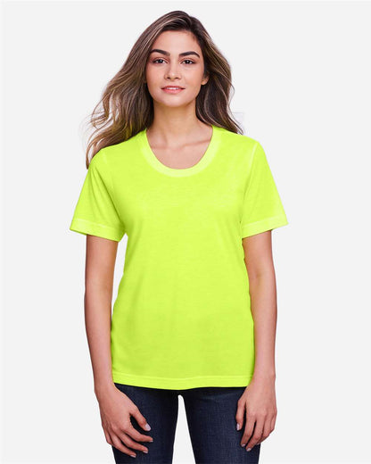 CORE365 Women's Fusion ChromaSoft™ Performance T-Shirt CE111W #colormdl_Safety Yellow