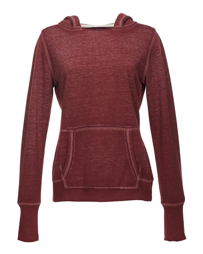 J. America Women's Zen Fleece Hooded Sweatshirt 8912 #color_Twisted Bordeaux