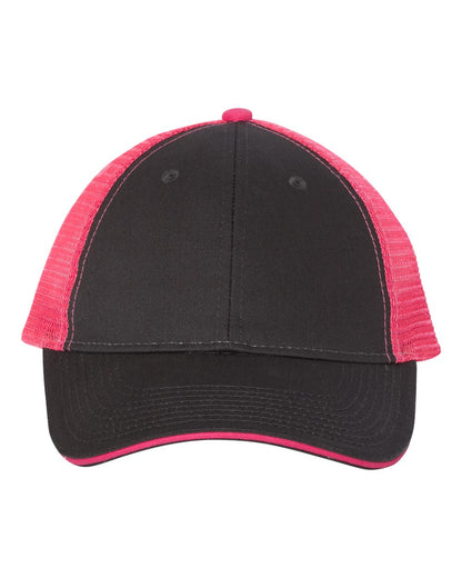 Valucap Sandwich Trucker Cap S102 #color_Charcoal/ Neon Pink