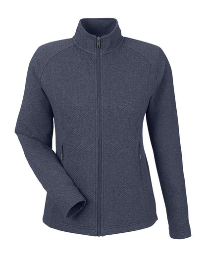 North End Women's Spirit Textured Full-Zip NE727W #color_Classic Navy Heather
