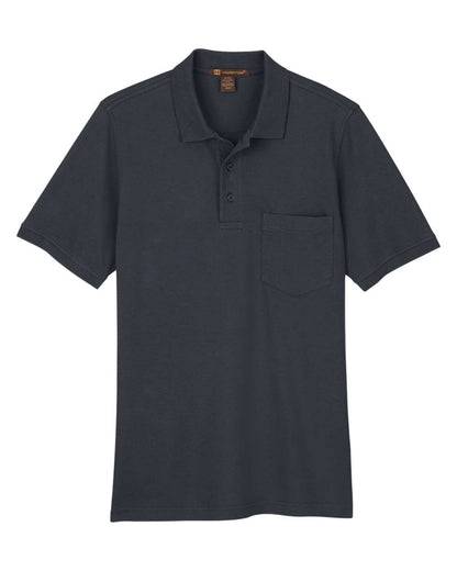 Harriton Men's Valiant Cotton Snag Protect Pocket Polo M205P #color_Dark Charcoal