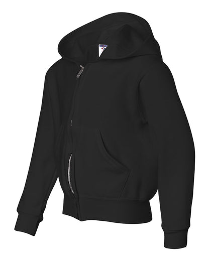 JERZEES Youth NuBlend® Full-Zip Hooded Sweatshirt 993BR #color_Black
