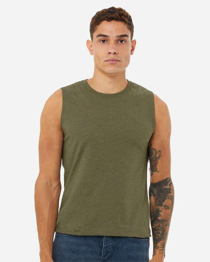 BELLA + CANVAS Jersey Muscle Tank 3483 #colormdl_Heather Olive