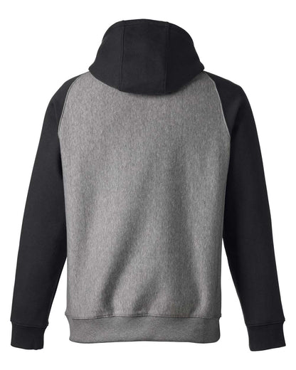 Team 365 Unisex Zone HydroSport™ Heavyweight Colorblock Hooded Sweatshirt TT96CB #color_Dark Grey Heather/ Black