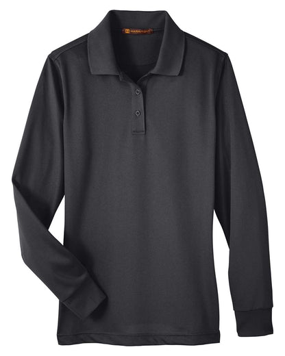 Harriton Women's Advantage Snag Protection Plus IL Long Sleeve Polo M348LW #color_Dark Charcoal