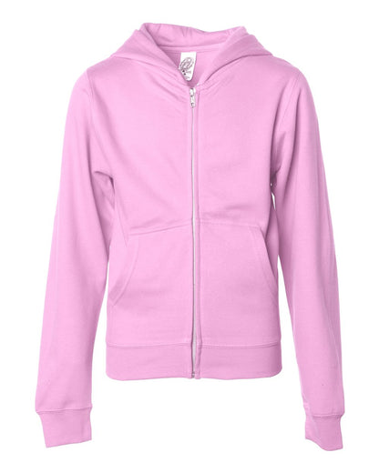 Independent Trading Co. Youth Midweight Full-Zip Hooded Sweatshirt SS4001YZ #color_Light Pink