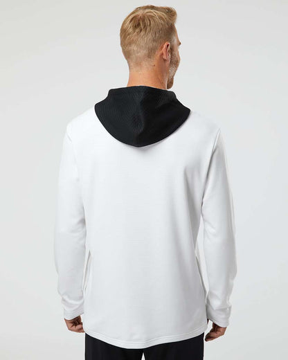 Adidas Men's Textured Mixed Media Midweight Hooded Sweatshirt A530 #colormdl_White