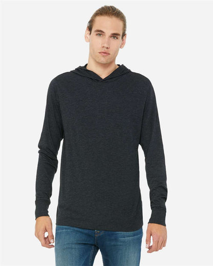 BELLA + CANVAS Unisex Jersey Hooded Long Sleeve Tee 3512 #colormdl_Charcoal Black Triblend