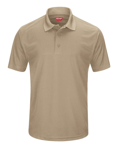 Red Kap Men's Short Sleeve Performance Knit Pocketless Core Polo SK96 #color_Khaki