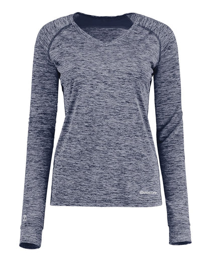 Holloway Women's Electrify CoolCore® Long Sleeve V-Neck T-Shirt 222770 #color_Navy Heather