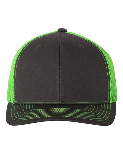 Richardson Snapback Trucker Cap 112 #color_Charcoal/ Neon Green