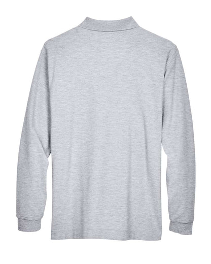 Devon & Jones Men's Pima Piqué Long Sleeve Polo D110 #color_Grey Heather