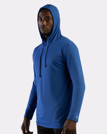 Badger Men's Tri-Blend Surplice Hooded Long Sleeve T-Shirt 4905 Badger Men&#39;s Tri-Blend Surplice Hooded Long Sleeve T-Shirt 4905