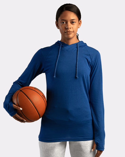 Badger Women's Tri-Blend Surplice Long Sleeve Hooded T-Shirt 4965 Badger Women&#39;s Tri-Blend Surplice Long Sleeve Hooded T-Shirt 4965