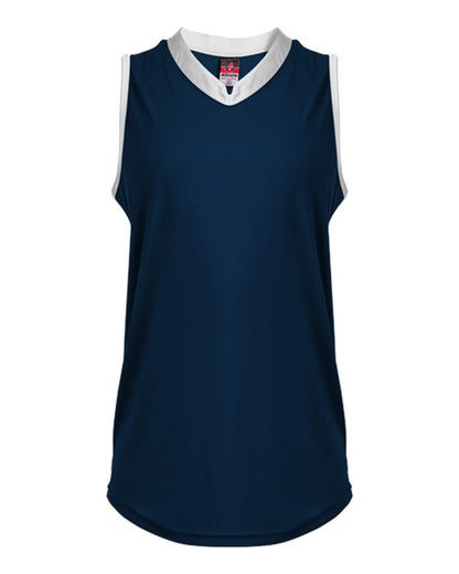 Alleson Athletic Women's Slide Fastpitch V-Neck Sleeveless Jersey 522XVW #color_Navy/ White