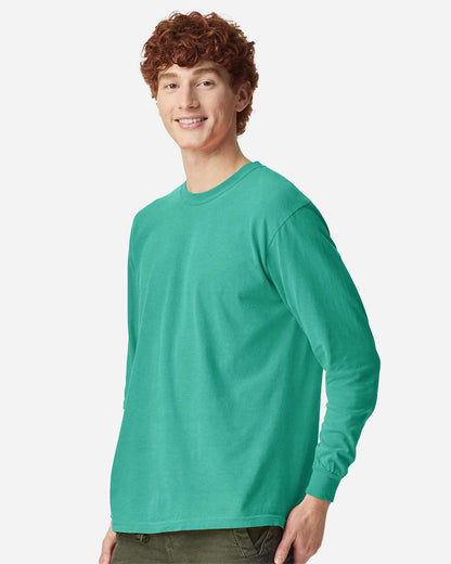 Comfort Colors Unisex Garment-Dyed Heavyweight Long Sleeve T-Shirt 6014 #colormdl_Island Green