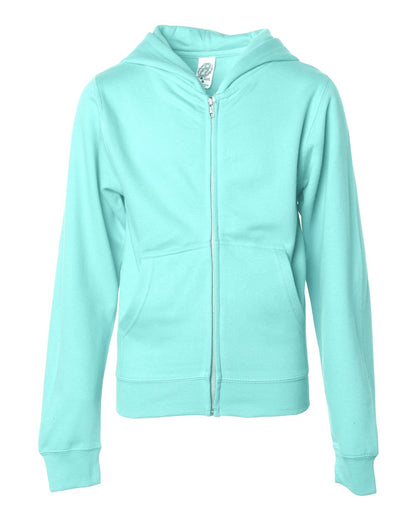 Independent Trading Co. Youth Midweight Full-Zip Hooded Sweatshirt SS4001YZ #color_Mint