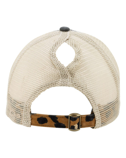 Infinity Her Women's Printed Bill with Mesh Back Cap JANET #color_Black/ Leopard/ Khaki