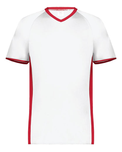 Augusta Sportswear Cutter V-Neck Jersey 6907 #color_White/ Scarlet