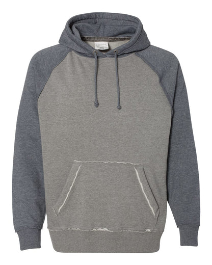 J. America Men's Vintage Heather Hooded Sweatshirt 8885 #color_Smoke Heather/ Vintage Navy Heather