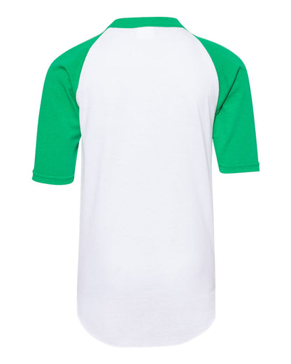 Augusta Sportswear Youth Three-Quarter Sleeve Baseball Jersey 4421 #color_White/ Kelly