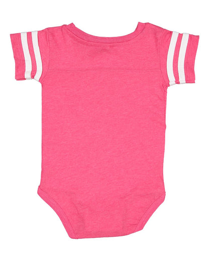 Rabbit Skins Infant Football Fine Jersey Bodysuit 4437 #color_Vintage Hot Pink/ White