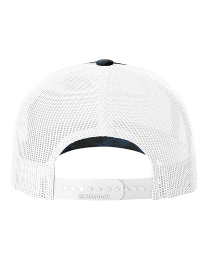 Richardson Five-Panel Printed Trucker Cap 112PFP #color_Kryptek Neptune/ White