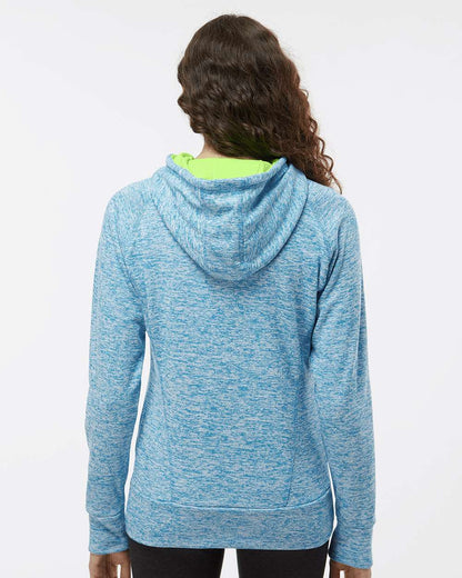 J. America Women’s Cosmic Fleece Hooded Sweatshirt 8616 #colormdl_Electric Blue/ Neon Green