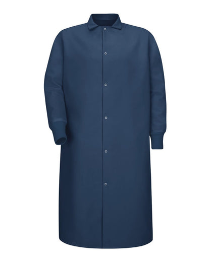 Red Kap Unisex Gripper-Front Pocketless Butcher Coat With Knit Cuffs KS60 #color_Navy