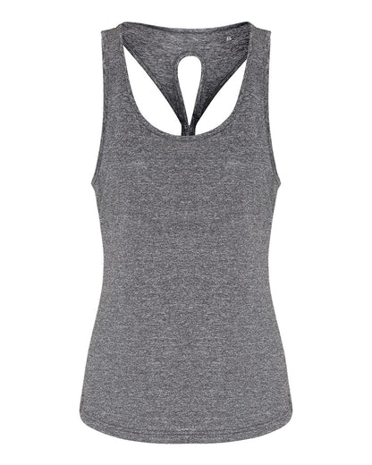 TriDri Women's Knot Back Venus Tank TD042 #color_Black Melange