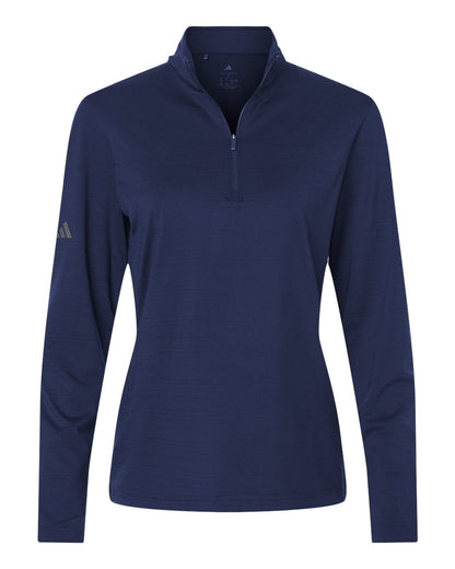 Adidas Women's Textured Stripe Quarter-Zip Pullover A709 #color_Dark Blue